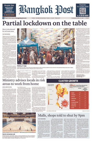 Bangkok Post วันพฤหัสบดีที่ 15 เมษายน พ.ศ.2564