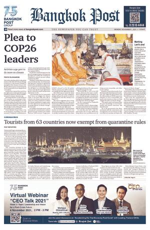 Bangkok Post วันจันทร์ที่ 1 พฤศจิกายน พ.ศ.2564