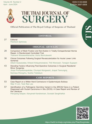 The Thai Journal of Surgery Volume 45 Number 2 (April-June 2024) TJS Vol.45 No.2