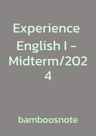 Experience English I - Midterm/2024