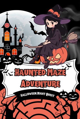 Haunted maze adventure. Halloween night quest.