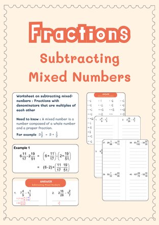 Subtracting Mixed Numbers | การลบจำนวนคละ (ป.4-ม.1)