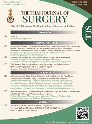 The Thai Journal of Surgery Volume 45 Number 4 (October-December 2024) TJS Vol.45 No.4