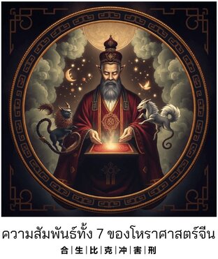 ความสัมพันธ์ทั้ง 7 ของโหราศาสตร์จีน 合 | 生 | 比 | 克 | 冲 | 害 | 刑