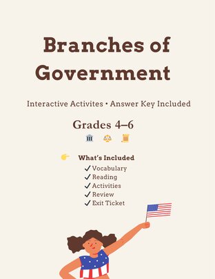 Social Studies: Branches of Government (English Learning Workbook for Grades 4&ndash;6 / Beginner GED)