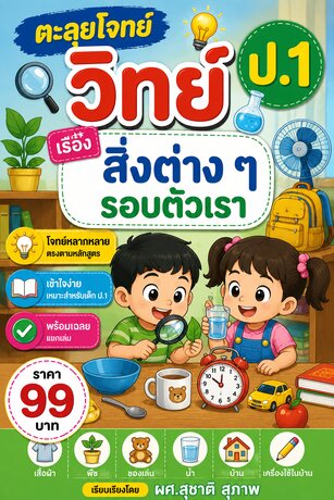 ตะลุยโจทย์  วิทย์  ป.1   เรื่อง สิ่งต่าง ๆ รอบตัวเรา พร้อมเฉลย