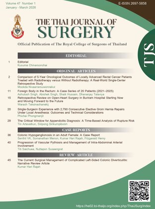 The Thai Journal of Surgery Volume 47 Number 1 (January-March 2026) TJS Vol.47 No.1
