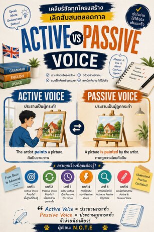 Active vs Passive Voice: เคลียร์ชัดทุกโครงสร้าง เลิกสับสนตลอดกาล