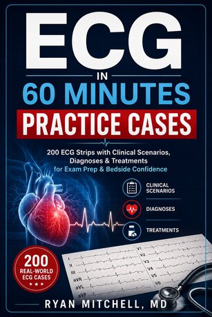 ECG in 60 Minutes Practice Cases: 200 ECG Strips with Clinical Scenarios, Diagnoses & Treatments for Exam Prep & Bedside Confidence