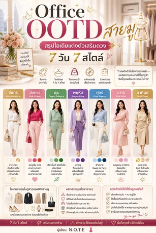 Office OOTD สายมู: สรุปไอเดียแต่งตัวเสริมดวง 7 วัน 7 สไตล์