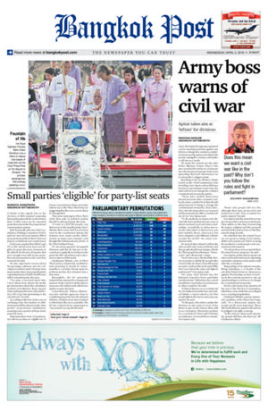 Bangkok Post วันพุธที่ 3 เมษายน พ.ศ.2562